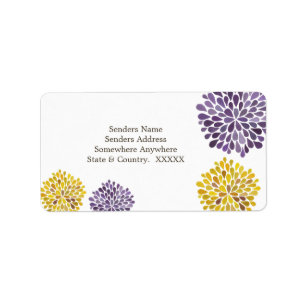 Purple & Yellow Petal Blooms Address Labels