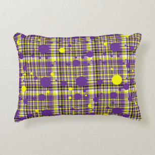 Purple Yellow Plaid Shower Curtain Modern Abstract Decorative Cushion