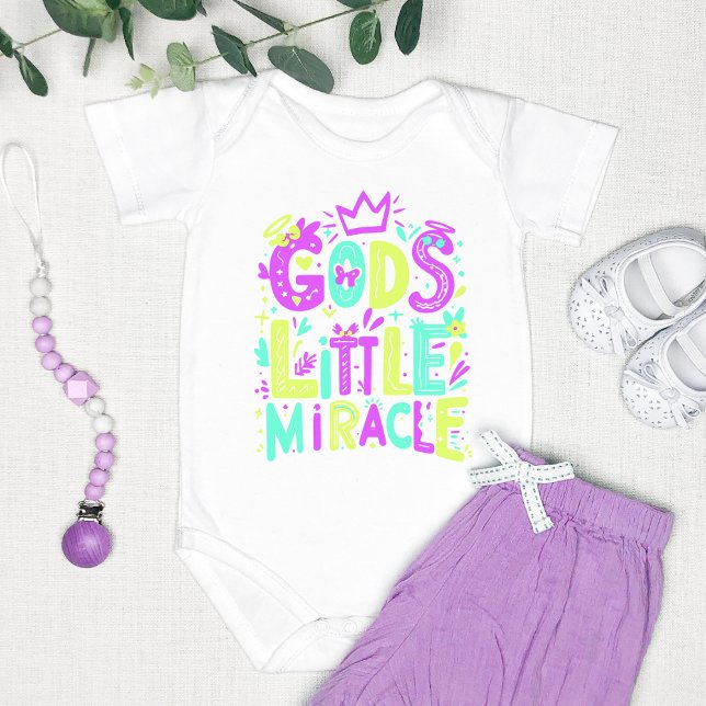 Purple Yellow Playful "God's Little Miracle"  Baby Bodysuit (Creator Uploaded)