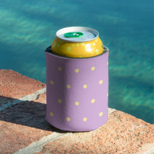 Purple & Yellow Polka Dot Pattern Fun Pastel Party Can Cooler
