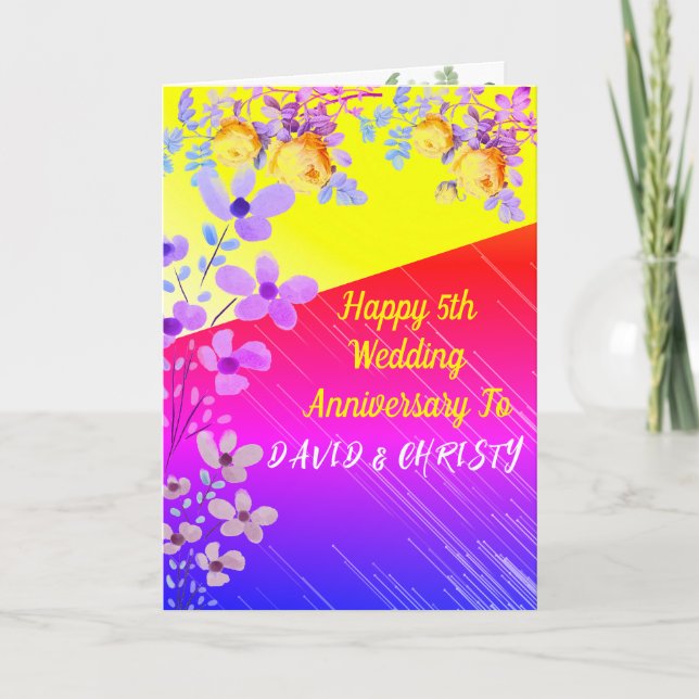 Purple & Yellow Rose Modern Boho Anniversary    Invitation (Front)