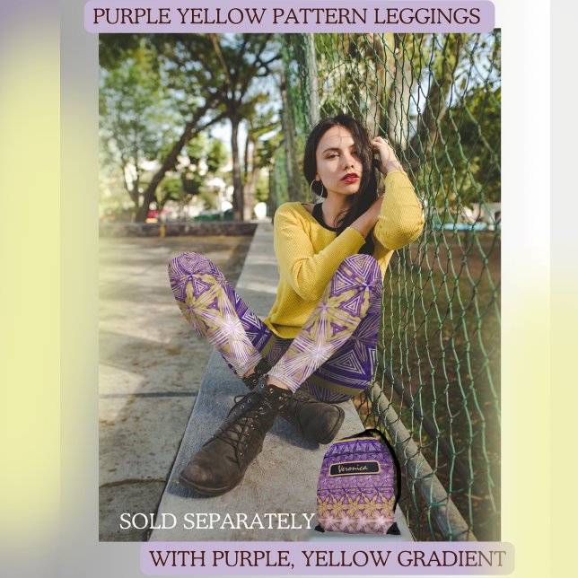 Purple Yellow Star Pattern  Leggings (Purple Yellow Star pattern leggings and matching string bag sold separately)