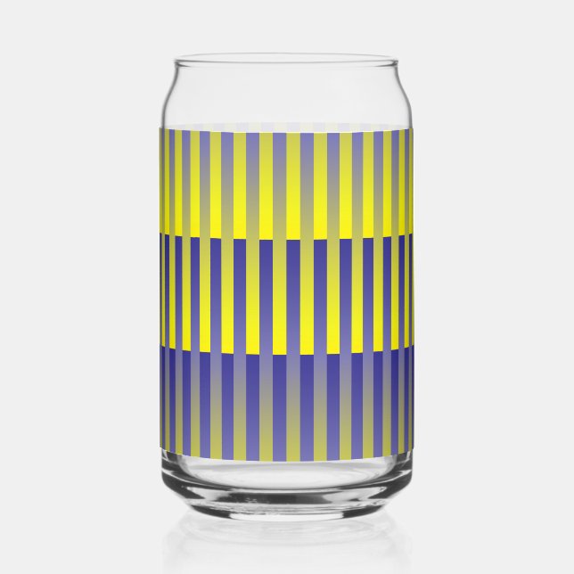 Purple Yellow Striped Pattern Can Glass (Front)