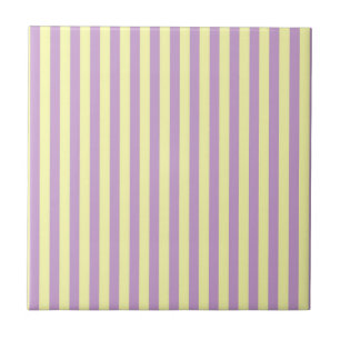 Purple Yellow Stripes Pattern Minimal Modern Ceramic Tile