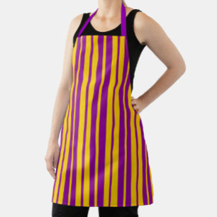 Purple Yellow Stylish Stripes Pattern Design Apron