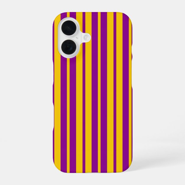 Purple Yellow Stylish Stripes Pattern Design  iPhone 16 Case (Back)