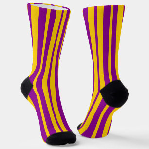 Purple Yellow Stylish Stripes Pattern Design Socks