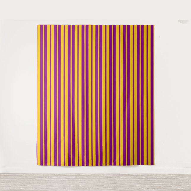 Purple Yellow Stylish Stripes Pattern Design  Tapestry (Front)