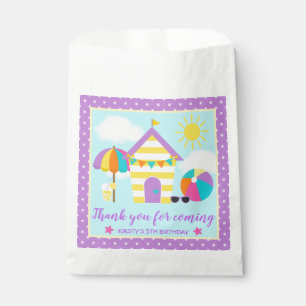 Purple & Yellow Summer Beach Hut Birthday Favour Bag