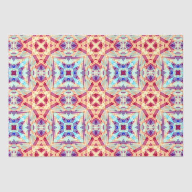 Purple Yellow Turquoise Red Geometric Moroccan Tissue Paper (Front)
