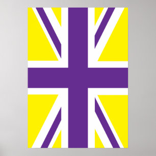 Purple Yellow Union Jack British(UK) Flag Poster