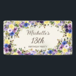 Purple Yellow Watercolor Floral 18th Birthday Banner<br><div class="desc">Pretty purple and yellow watercolor floral botanical watercolor 18th birthday party banner. Customised with the name and age of the guest of honour. Contact me for assistance with customisation or to request matching products.</div>