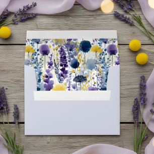 Purple Yellow Watercolor Wildflower Baby Shower Envelope