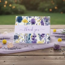 Purple Yellow Watercolor Wildflower Baby Shower