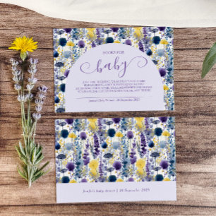Purple Yellow Watercolor Wildflower Books for Baby Enclosure Card