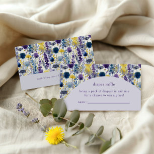 Purple Yellow Watercolor Wildflower Diaper Raffle Enclosure Card