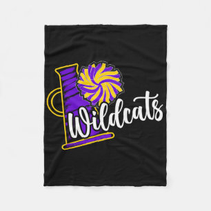 Purple Yellow Wildcats Cheer Mum Cheerleading Scho Fleece Blanket