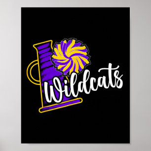 Purple Yellow Wildcats Cheer Mum Cheerleading Scho Poster