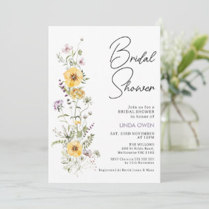 Purple Yellow Wildflowers Bridal Shower  Invitation