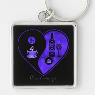 Purple Yin & Yang Coffee & Wine Key Chain