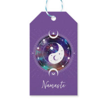 Purple Yin Yang Galaxy and Crescent Moon Mystical 