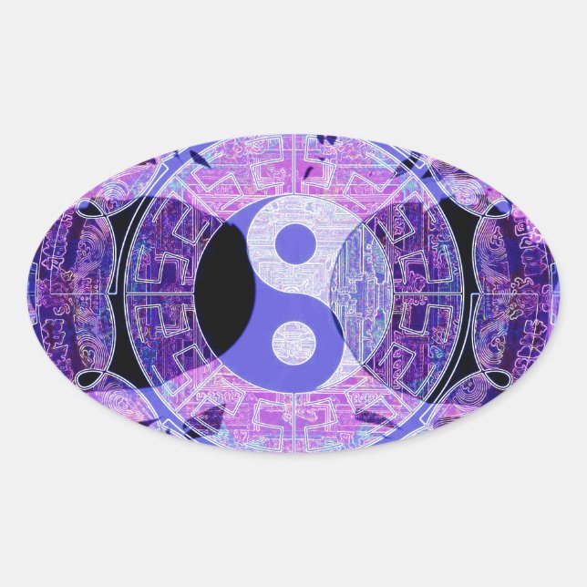 Purple Yin Yang Oval Sticker (Front)
