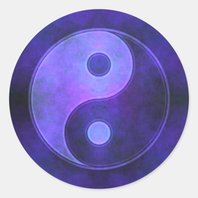 Purple Yin Yang Symbol Classic Round Sticker (Front)