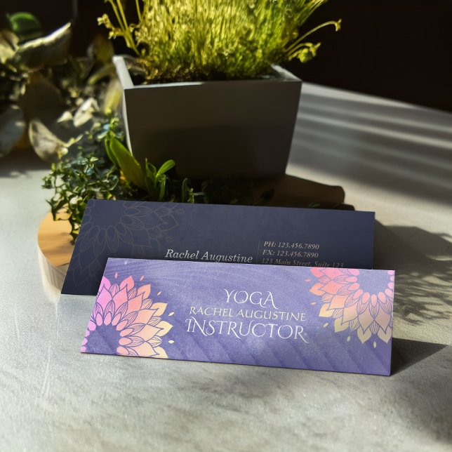 Purple Yoga Instructor Rose Gold Mandala Mini Business Card (Creator Uploaded)