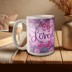 Purple You Are Loved Valentine Floral Inspirivity Coffee Mug