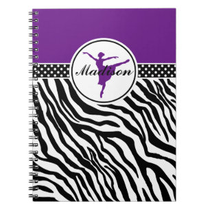 Purple Your Name Zebra Print Ballet Dancer Notebook