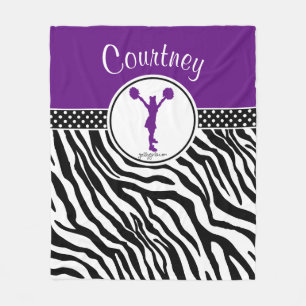 Purple Your Name Zebra Print Cheerleader / Pom Fleece Blanket