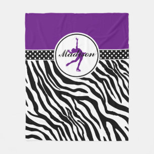 Purple Your Name Zebra Print Figure Skating Fleece Blanket