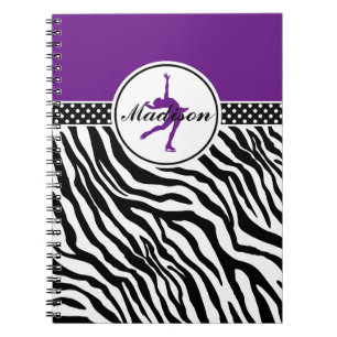 Purple Your Name Zebra Print Figure Skating Notebook