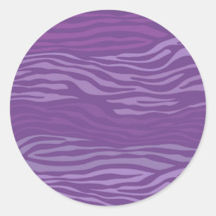 Purple Zebra Abstract Classic Round Sticker