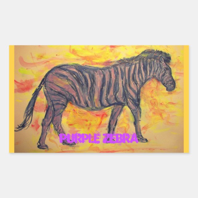 purple zebra art rectangular sticker (Front)
