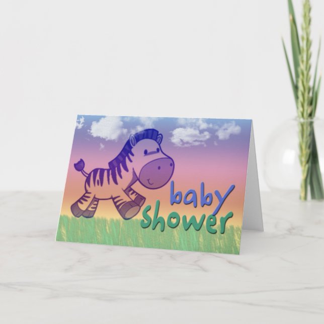 Purple zebra baby shower card (Front)