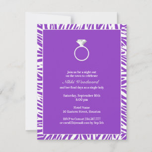 Purple Zebra Bachelorette Party Flat Invitation