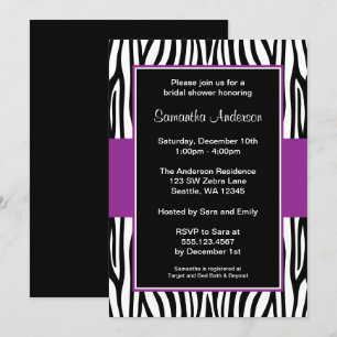 Purple Zebra Bridal Shower Invitation