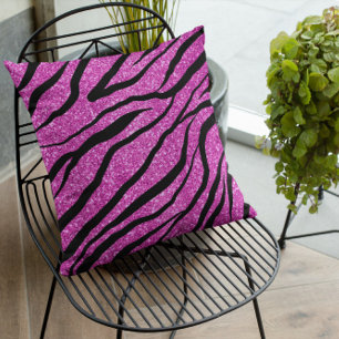 purple Zebra Glittery Pattern Cushion