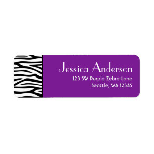 Purple Zebra Modern Return Address Label