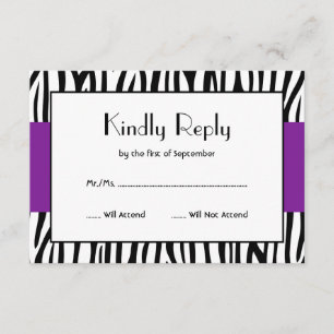 Purple Zebra Modern RSVP Card