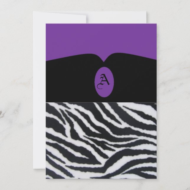 Purple/Zebra Party Invitation (Front)