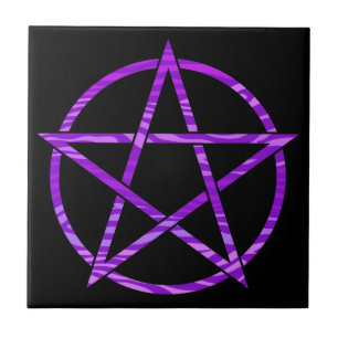 Purple Zebra Pentagram Ceramic Tile
