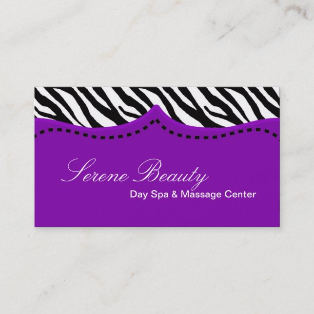 Purple Zebra Print Animal Pattern Business Card (Front)