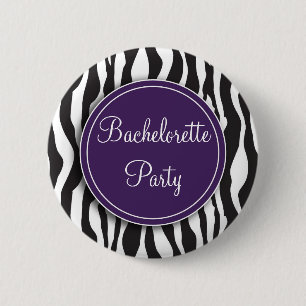 Purple Zebra Print Bachelorette Party Button