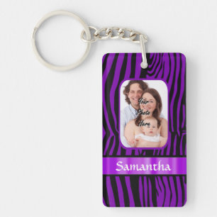 Purple zebra print key ring