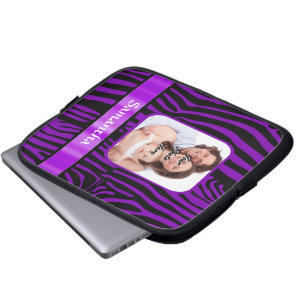 Purple zebra print laptop sleeve