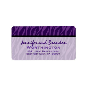 Purple Zebra Print Modern Two Toned Pattern Label