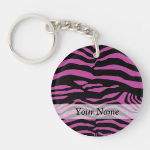 Purple zebra print pattern key ring
