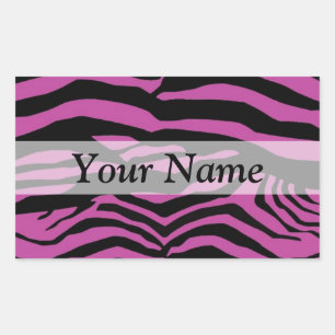 Purple zebra print pattern rectangular sticker